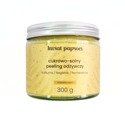 peeling do ciała żółty z kurkumą naturalny skład z kwiat paproci