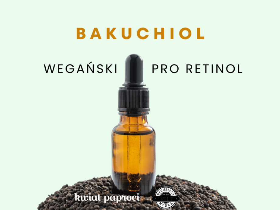 bakuchiol wpis pro retinol buteleczka z bakuchiolem na nasionach babći na zielonym tle